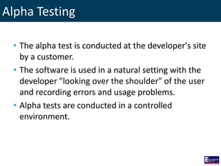Alpha Test Form DISE - Software Testing and Quality Management | PPSX