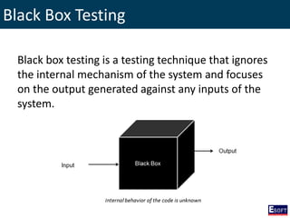 Interface Example For Black Box Testing DISE - Software Testing and Quality Management | PPSX
