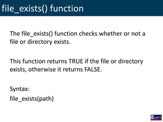 Exists. File DIWE - File handling with PHP | PPSX