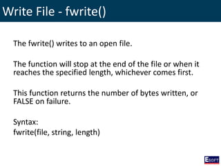 Fwrite Example DIWE - File handling with PHP | PPSX