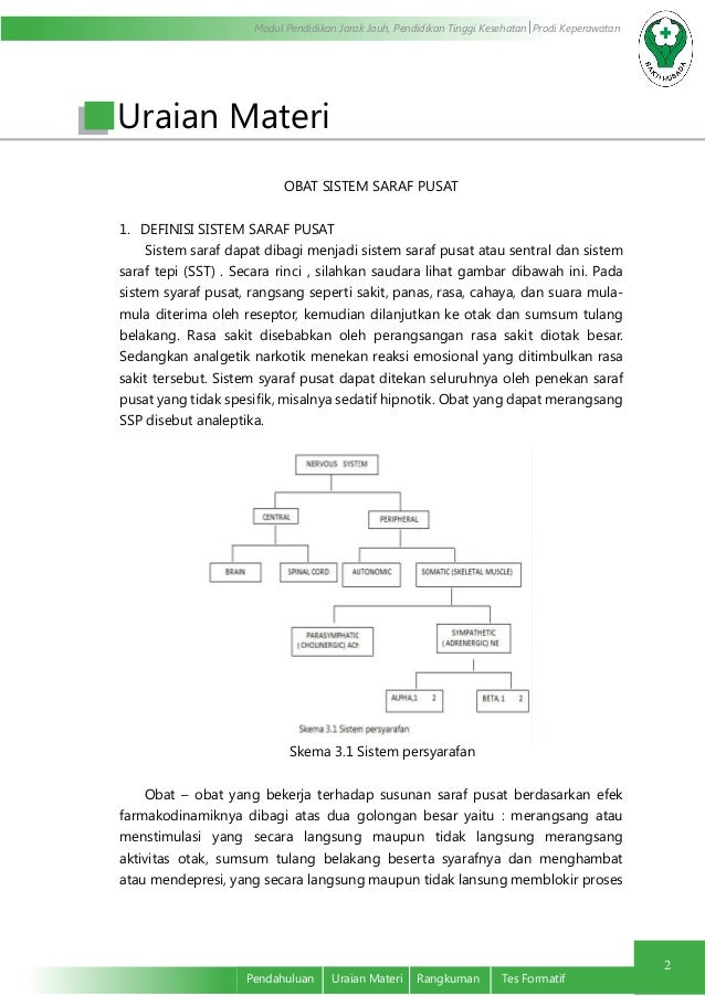 Penggolongan Obat Susunan Syaraf Pusat dan Otonom serta Penggolongan Obat Susunan Syaraf Pusat dan Otonom serta