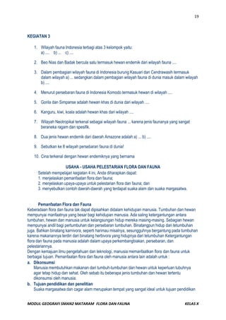 Modul geografi flora dan fauna