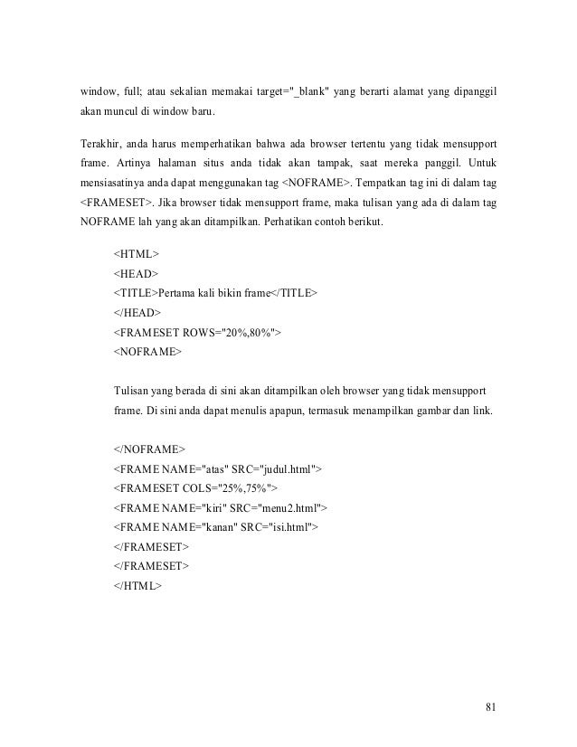 Contoh Html Dengan Frameset - Contoh Tin