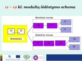 11 – 12 kl. modulių išdėstymo schema
 