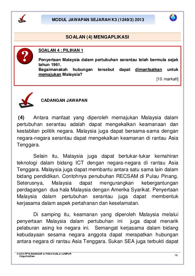 Modul jawapan sejarah k3 2013 hubungan serantau t5 b9 Modul jawapan sejarah k3 2013 hubungan serantau t5 b9