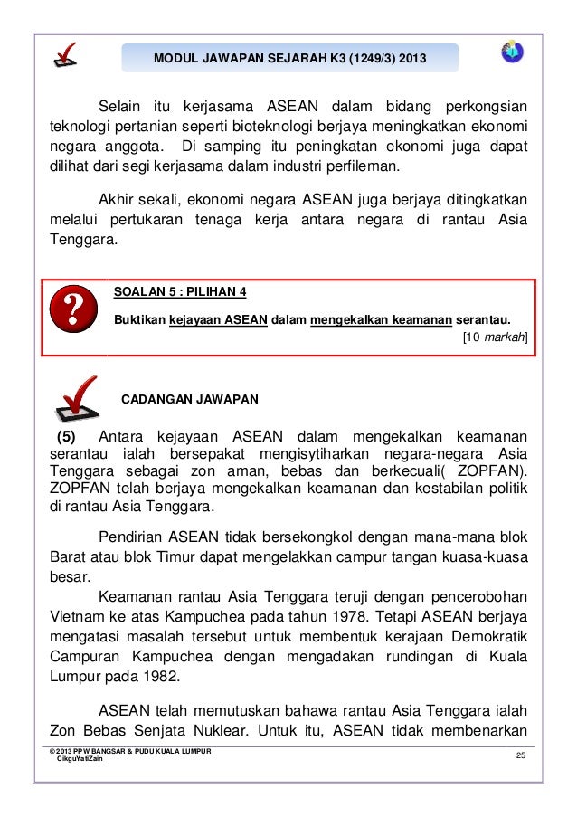Modul Jawapan Sejarah K3 2013 Hubungan Serantau T5 B9