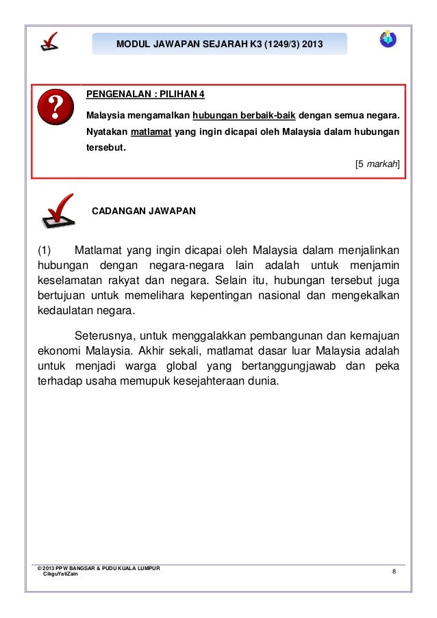Modul jawapan sejarah k3 2013 hubungan serantau t5 b9