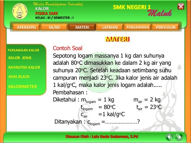 Contoh Soal Dan Jawaban Fisika Smk Suhu Dan Kalor Kelas Xi