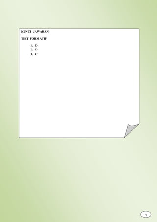 KUNCI JAWABAN
TEST FORMATIF
1. D
2. D
3. C
iv
 