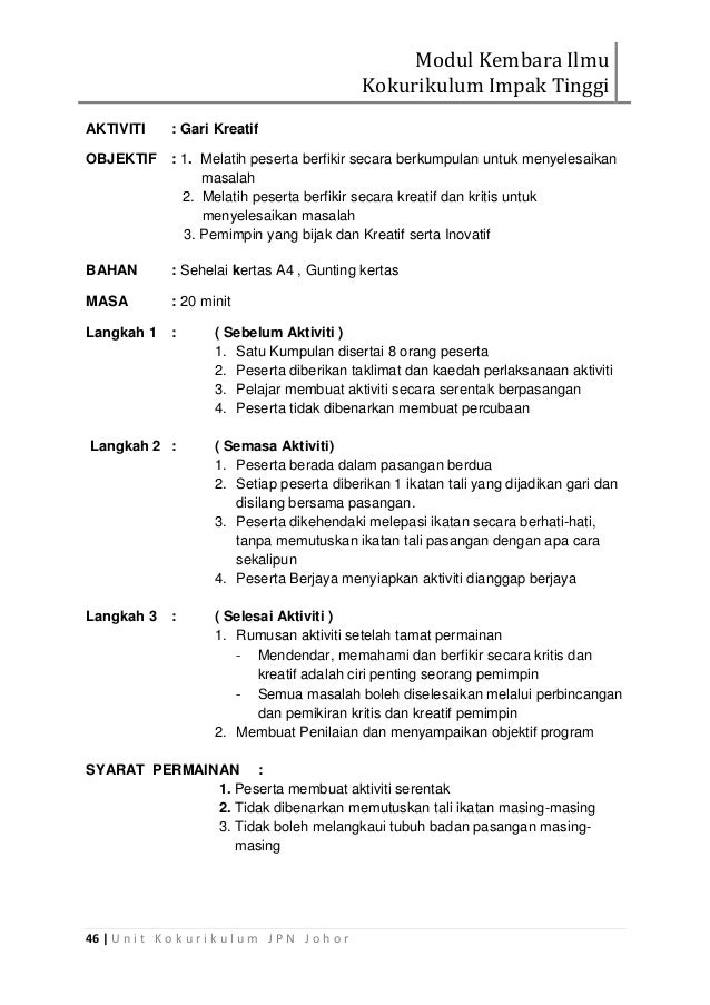 Modul Kembara Ilmu Kokurikulum Impak Tinggi