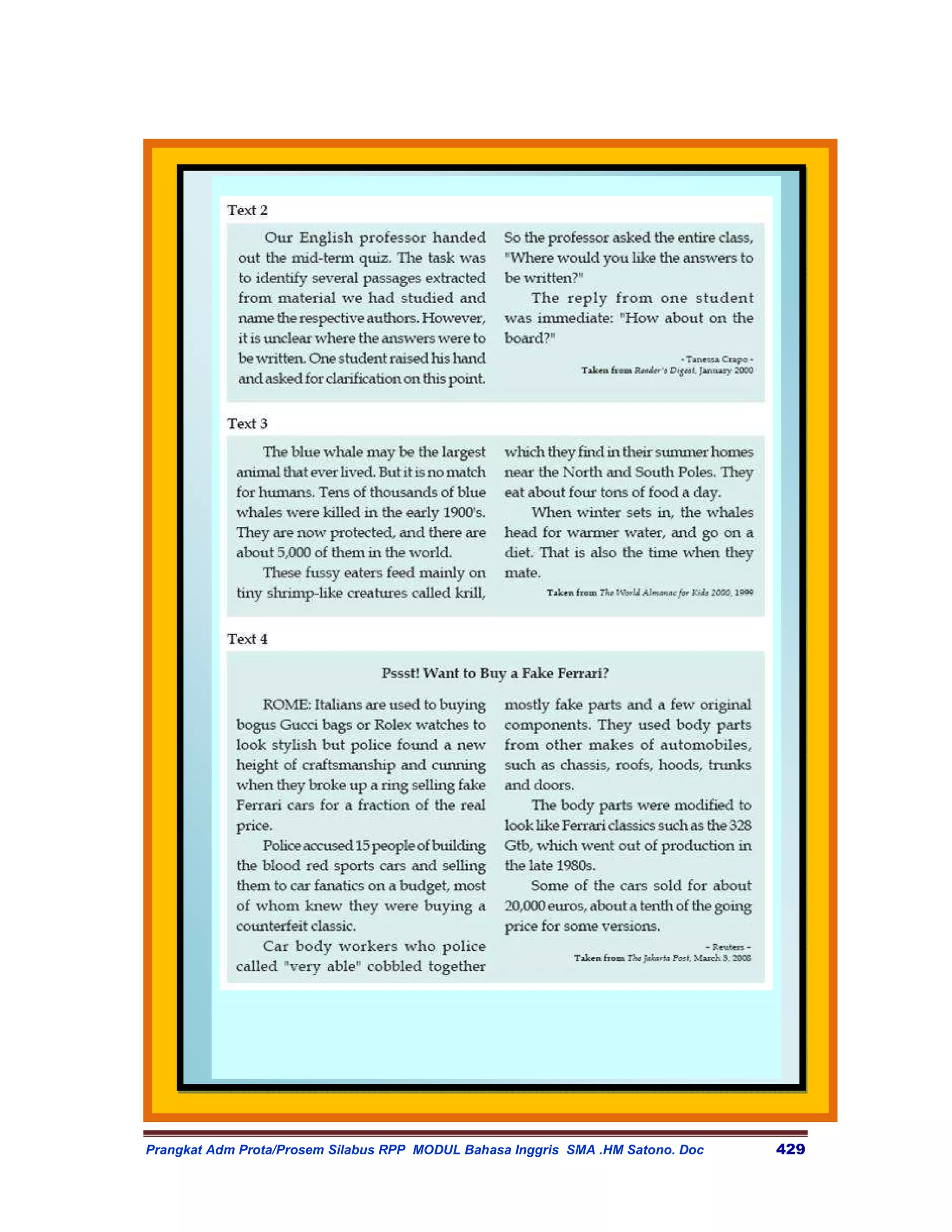 Prangkat Adm Prota/Prosem Silabus RPP MODUL Bahasa Inggris SMA .HM Satono. Doc   429
 