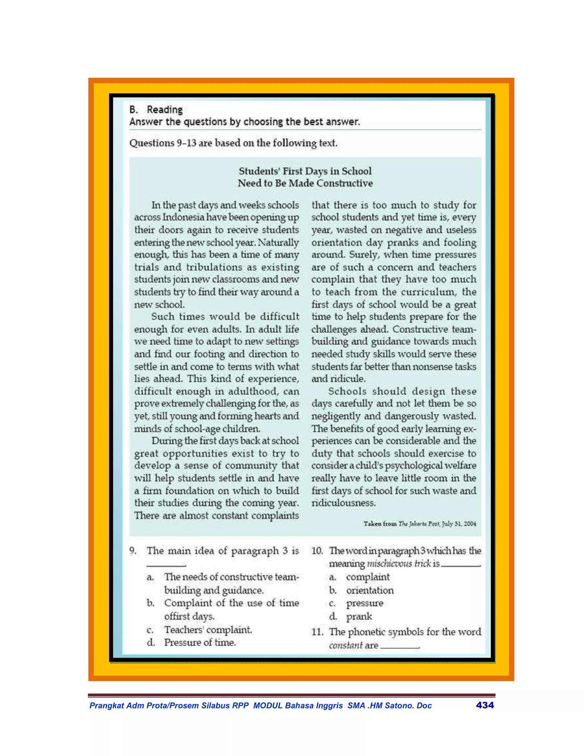 Prangkat Adm Prota/Prosem Silabus RPP MODUL Bahasa Inggris SMA .HM Satono. Doc   434
 