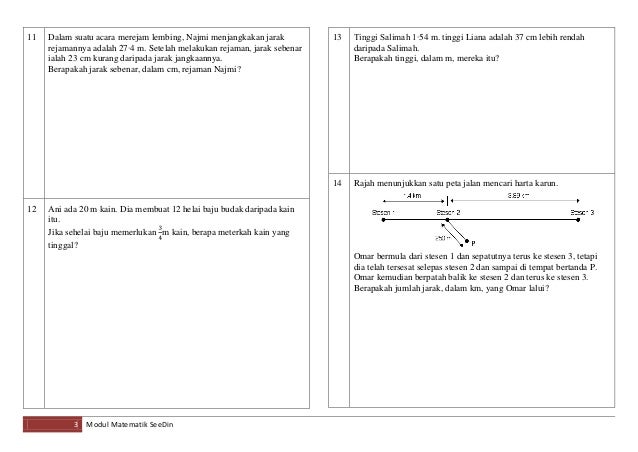 Modul latihan matematik upsr ukuran panjang