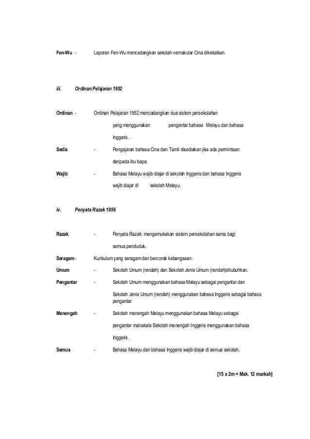 Soalan Esei Sejarah Tingkatan 5 Bab 4 Malayan Union 