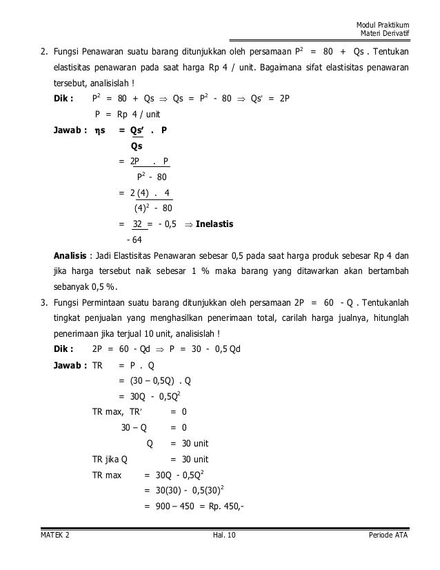 [Modul] matematika ekonomi