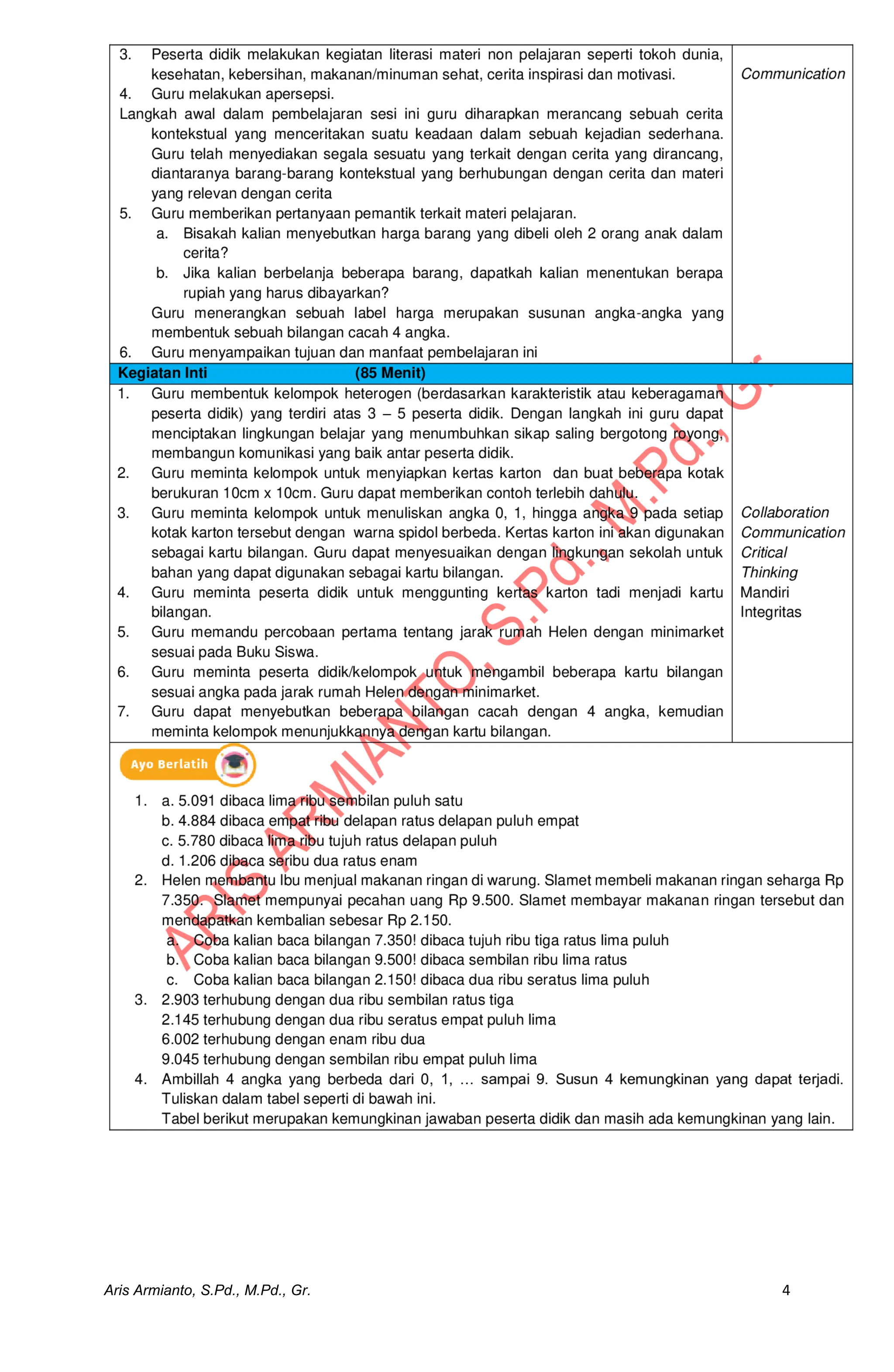 Modul Ajar Matematika Kelas 4 Kurikulum Merdeka Pdf