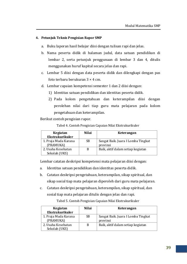 Contoh Deskripsi Ekstrakurikuler Contoh Alasan