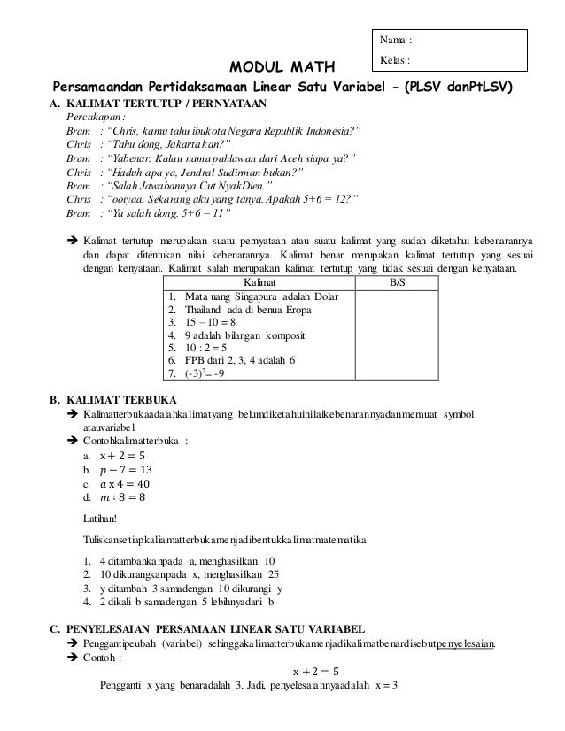 Modul Math Plsv Dan Pt Lsv