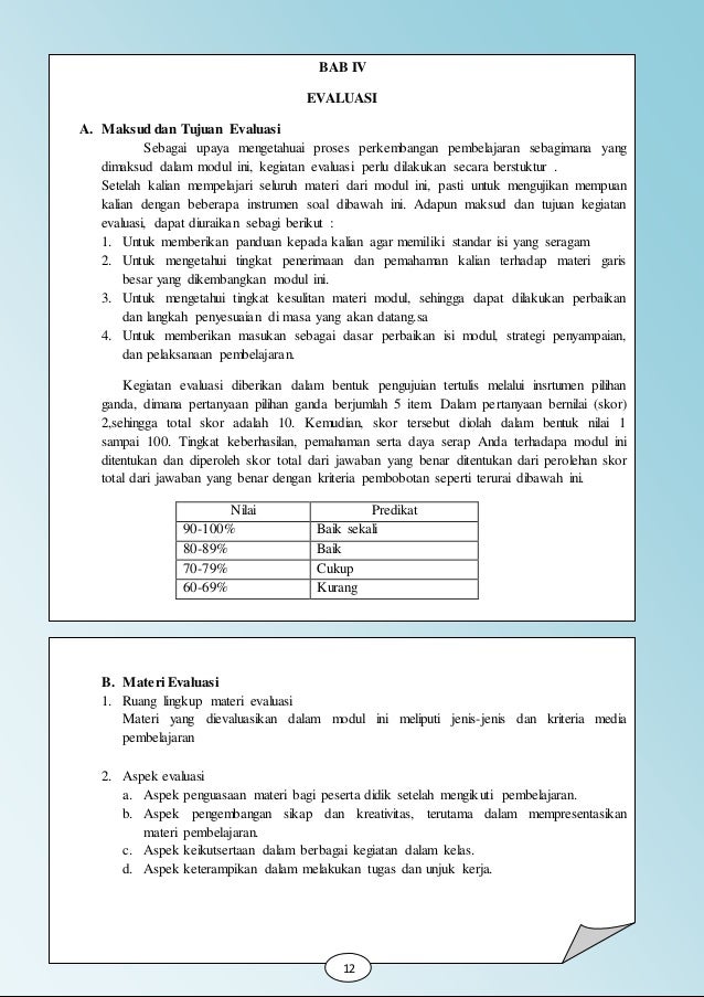 contoh evaluasi media pembelajaran