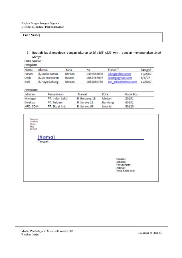 Modul microsoft word advance