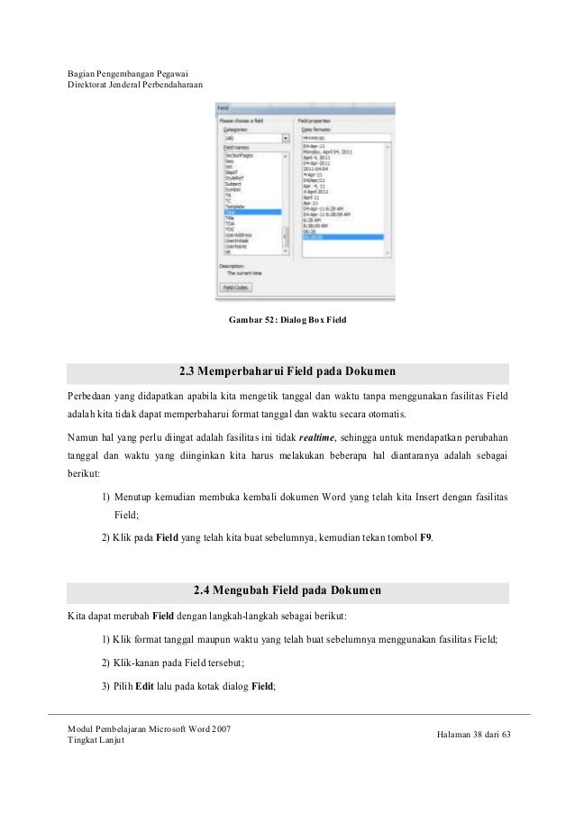 Modul microsoft word advance