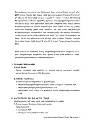 Modul KEBIJAKAN PENGEMBANGAN KOMPETENSI SUMBER DAYA MANUSIA KESEHATAN | PDF