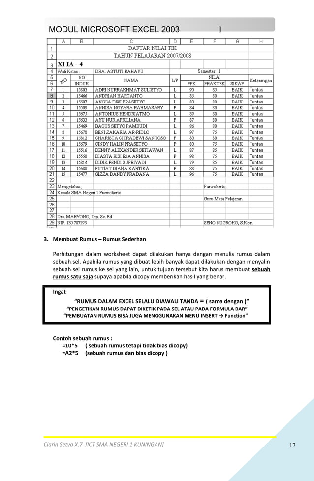 Modul ms. office excel | PDF
