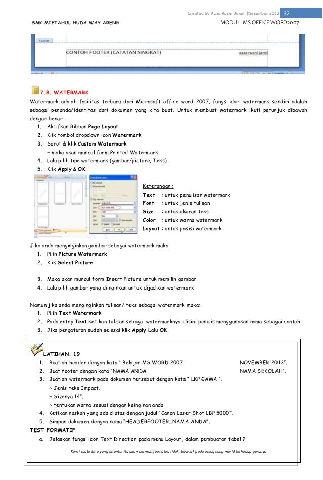 Modul ms word 2007 smk mifda