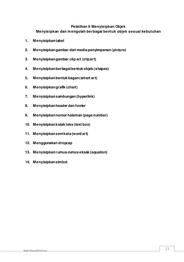 Modul Pembelajaran Microsoft Word kls 8