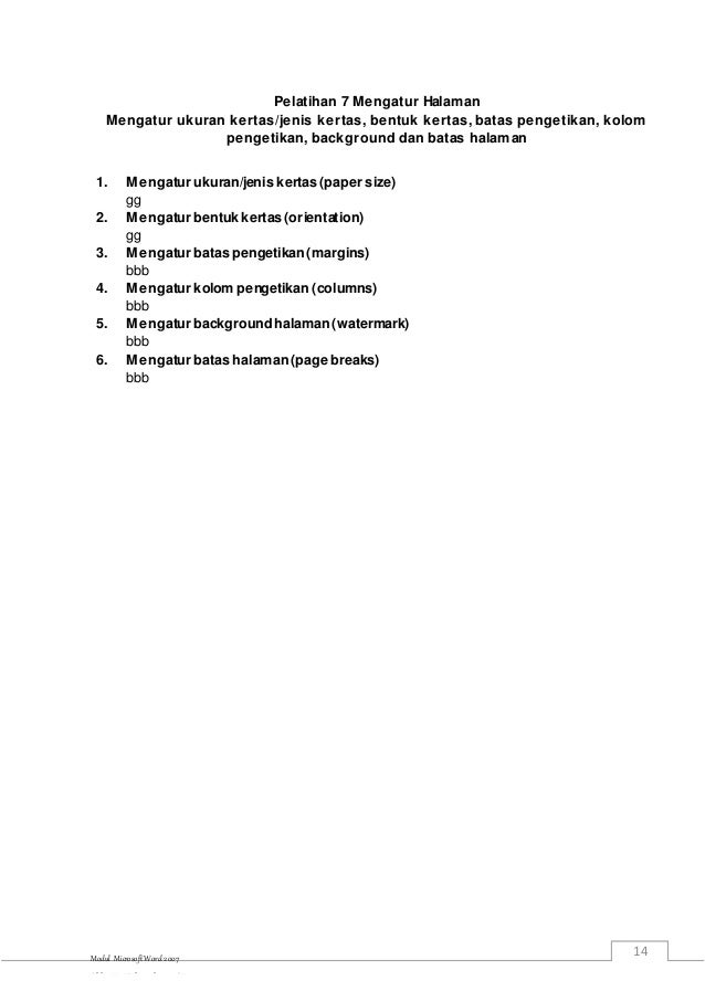 Modul Pembelajaran Microsoft Word kls 8