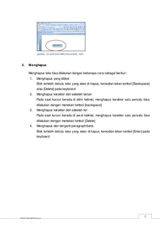 Modul Pembelajaran Microsoft Word kls 8