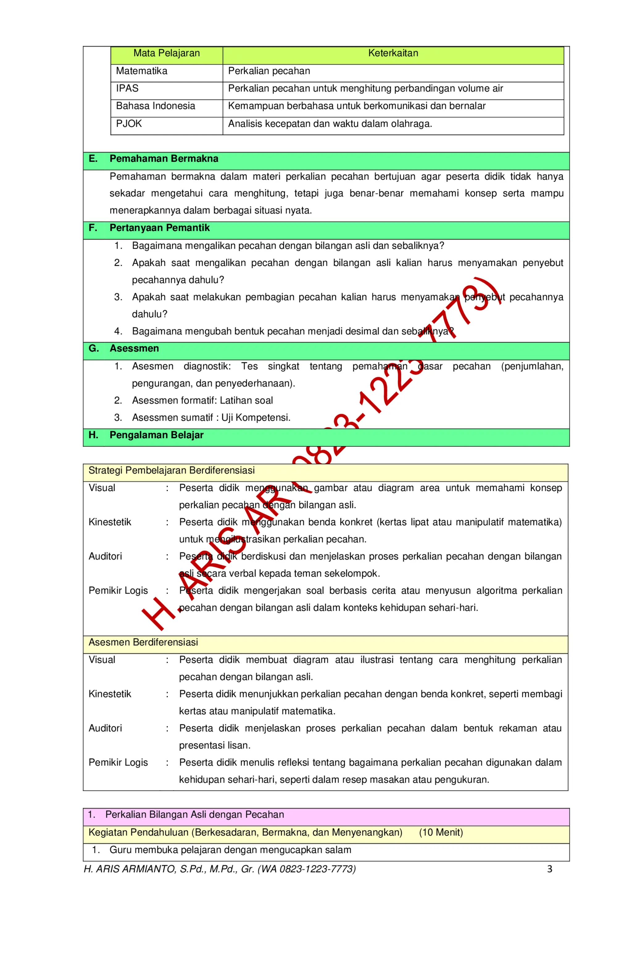 Modul Pembelajaran Deep Learning Matematika Kelas 6 Cp 032 Revisi 2025
