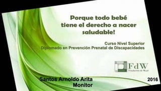 Curso Nivel Superior
Diplomado en Prevención Prenatal de Discapacidades
Santos Arnoldo Arita
Monitor
2016
 