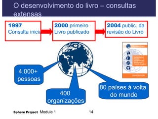 O desenvolvimento do livro – consultas extensas 4.000+  pessoas 400   organizações 80 países à volta  do mundo 2004  public. da revisão do Livro 1997   Consulta inicial 2000  primeiro Livro publicado 