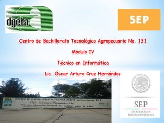 Centro de Bachillerato Tecnológico Agropecuario No. 131
Módulo IV
Técnico en Informática
Lic. Óscar Arturo Cruz Hernández

 