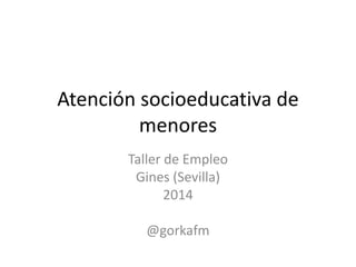 Atención socioeducativa de
menores
Taller de Empleo
Gines (Sevilla)
2014
@gorkafm
 