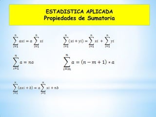 ESTADISTICA APLICADA
Propiedades de Sumatoria
 