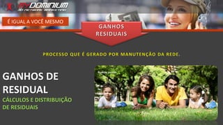 É IGUAL A VOCÊ MESMO
GANHOS DE
RESIDUAL
CÁLCULOS E DISTRIBUIÇÃO
DE RESIDUAIS
 