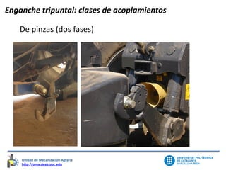 Unidad de Mecanización Agraria
http://uma.deab.upc.edu
Unidad de Mecanización Agraria
De pinzas (dos fases)
Enganche tripuntal: clases de acoplamientos
 