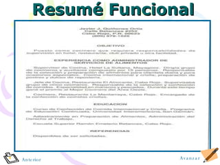 Resum é  Funcional Anterior Avanzar 
