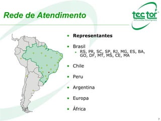 Rede de Atendimento
• Representantes
• Brasil
► RS, PR, SC, SP, RJ, MG, ES, BA,
GO, DF, MT, MS, CE, MA
• Chile
• Peru
• Argentina
• Europa
• África
7
 
