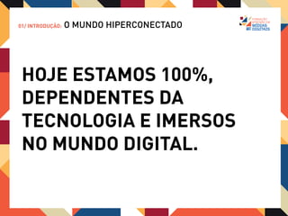 01/ INTRODUÇÃO:   O MUNDO HIPERCONECTADO



    MAS 20 ANOS
    ATRÁS NINGUÉM
    CONSEGUIRIA
    IMAGINAR O QUE
    VIVEMOS HOJE.
 