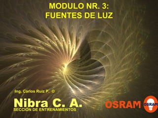 MODULO NR. 3: FUENTES DE LUZ SECCIÓN DE ENTRENAMIENTOS Nibra C. A. Ing. Carlos Ruiz P.  © 