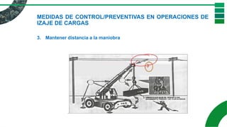 MEDIDAS DE CONTROL/PREVENTIVAS EN OPERACIONES DE
IZAJE DE CARGAS
3. Mantener distancia a la maniobra
 