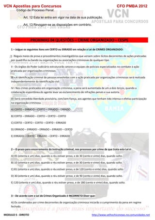  direito para o concurso CFOBA