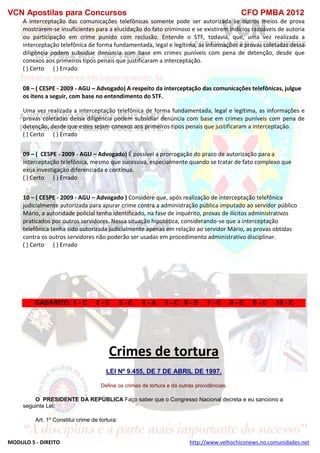  direito para o concurso CFOBA