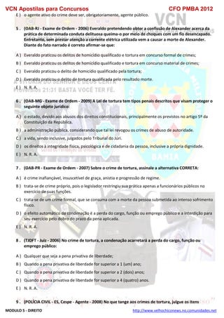  direito para o concurso CFOBA