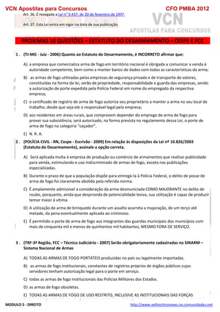  direito para o concurso CFOBA