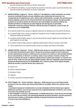  direito para o concurso CFOBA