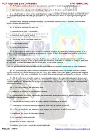  direito para o concurso CFOBA